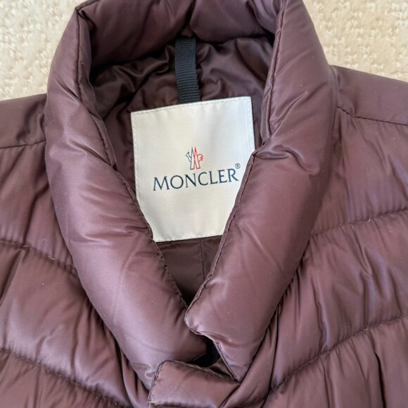Moncler _ Eggplant Long Thin Puffer Jacket - Picture 4 of 10